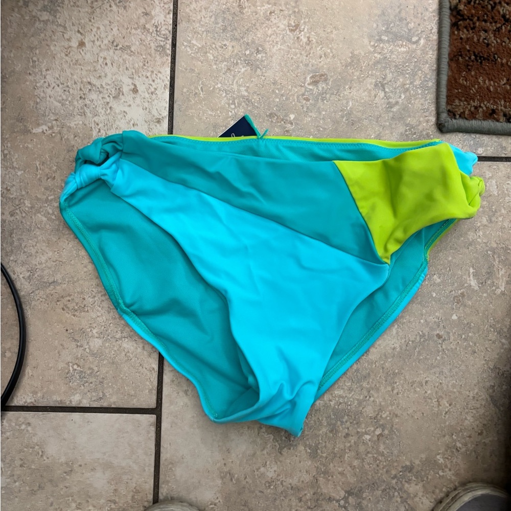 Swimsuits For All Turquoise and Lime Bikini Bottom